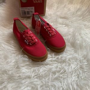 Boys Red low top Vans. No lace. Size 1.5.